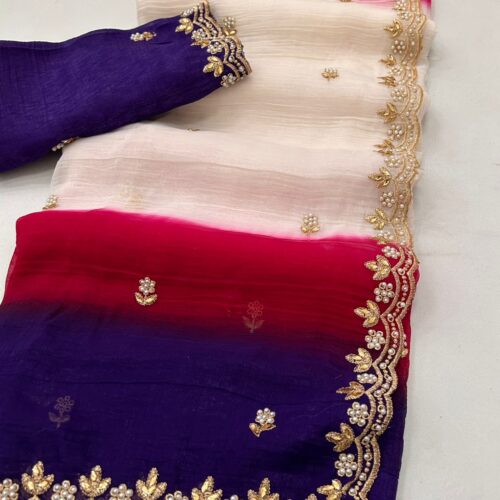 Crunchy Chiffon crush Silk Saree