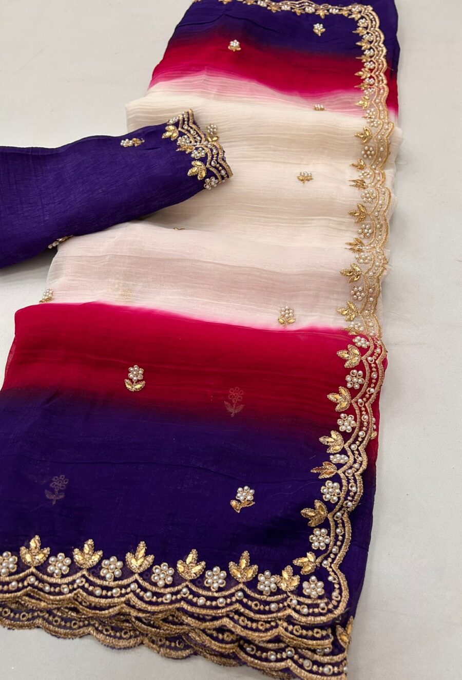 Crunchy Chiffon crush Silk Saree