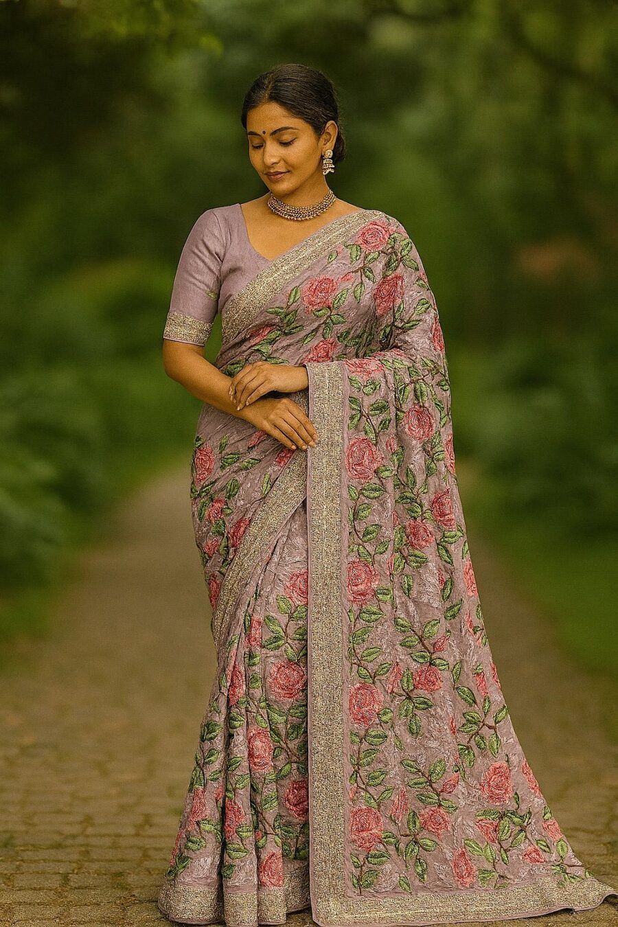 Exclusive Georgette  Saree with heavy  with complete Parsi work