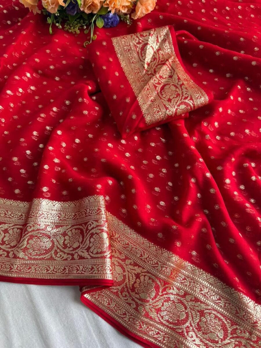 Viscose Georgette Saree With Running Blouse