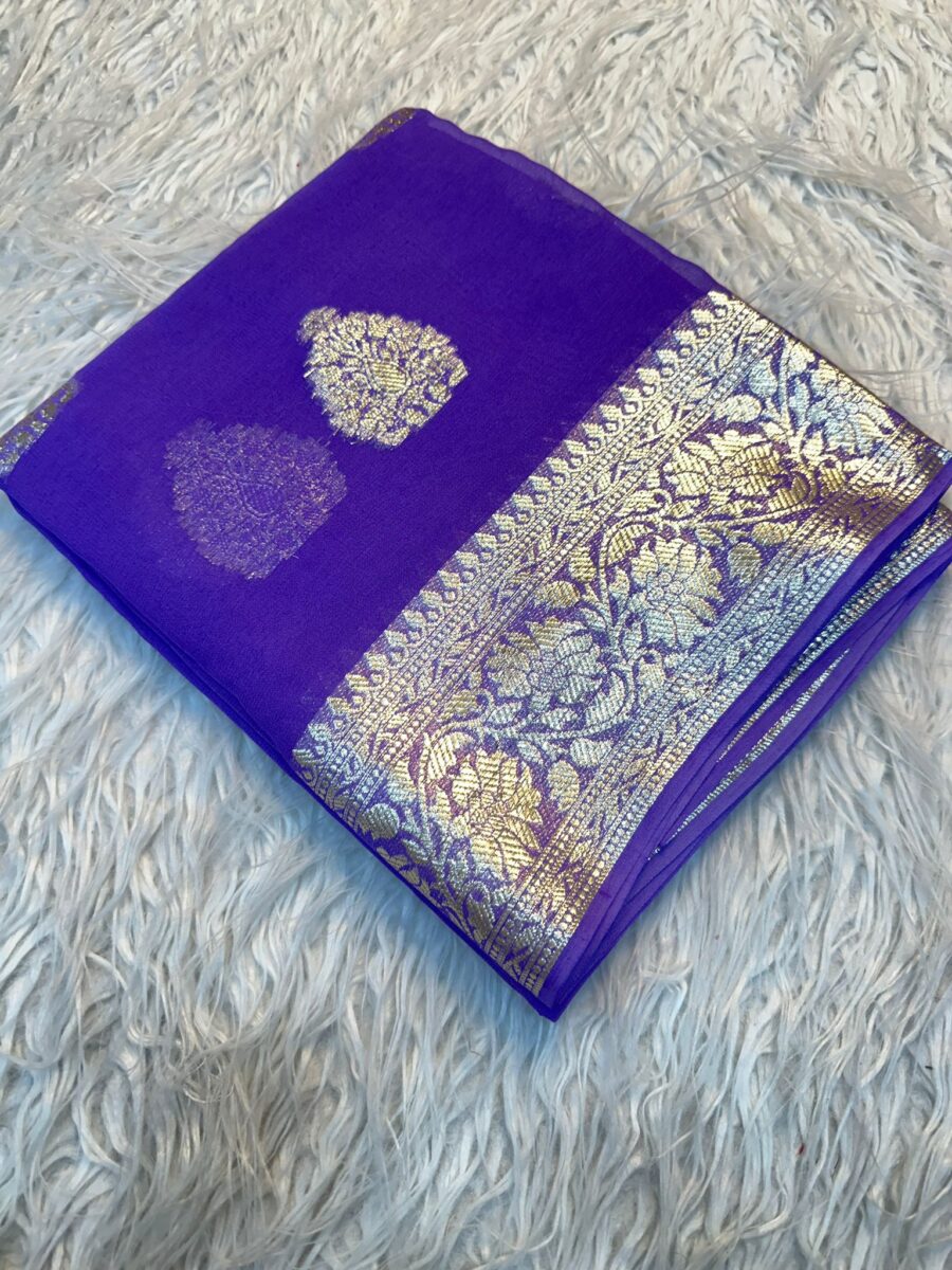 Viscose Georgette Saree With running Blouse